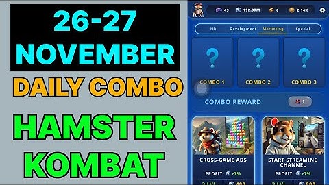 HAMSTER KOMBAT GAMEDEV DAILY COMBO | HAMSTER KOMBAT DAILY COMBO | 26 NOVEMBER HAMSTER DAILY COMBO |