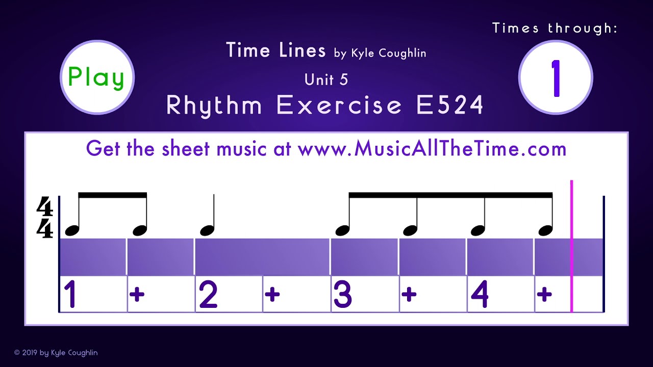 How to Play Eighth Notes in 4/4 - Exercise E524 Time Lines - YouTube