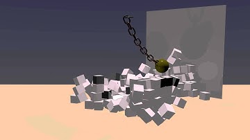 Blender animation,rigid body: wrecking ball