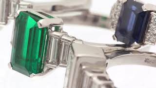 Art Deco style Ruby Sapphire Emerald rings