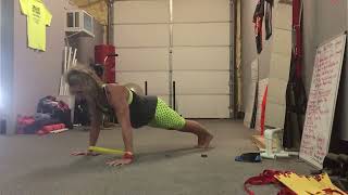 Miniband High Plank Lateral Step Push-Ups How-To
