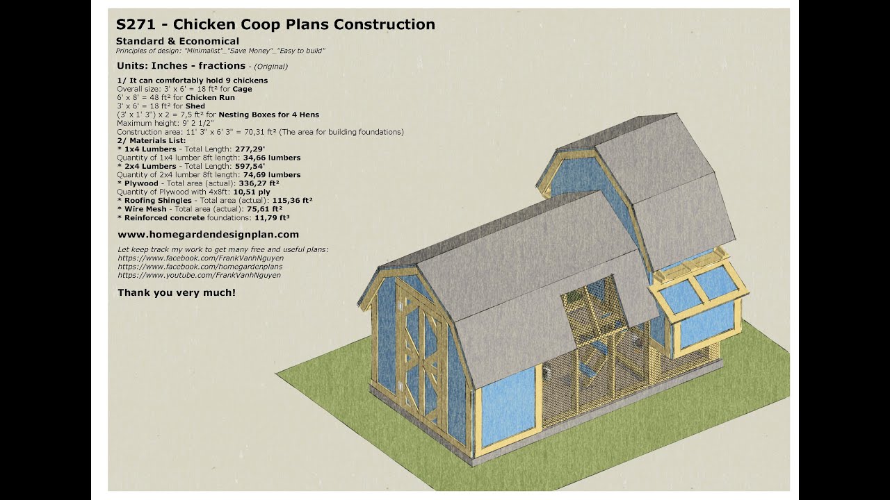 S271 - Chicken Coop Plans Construction - Material List