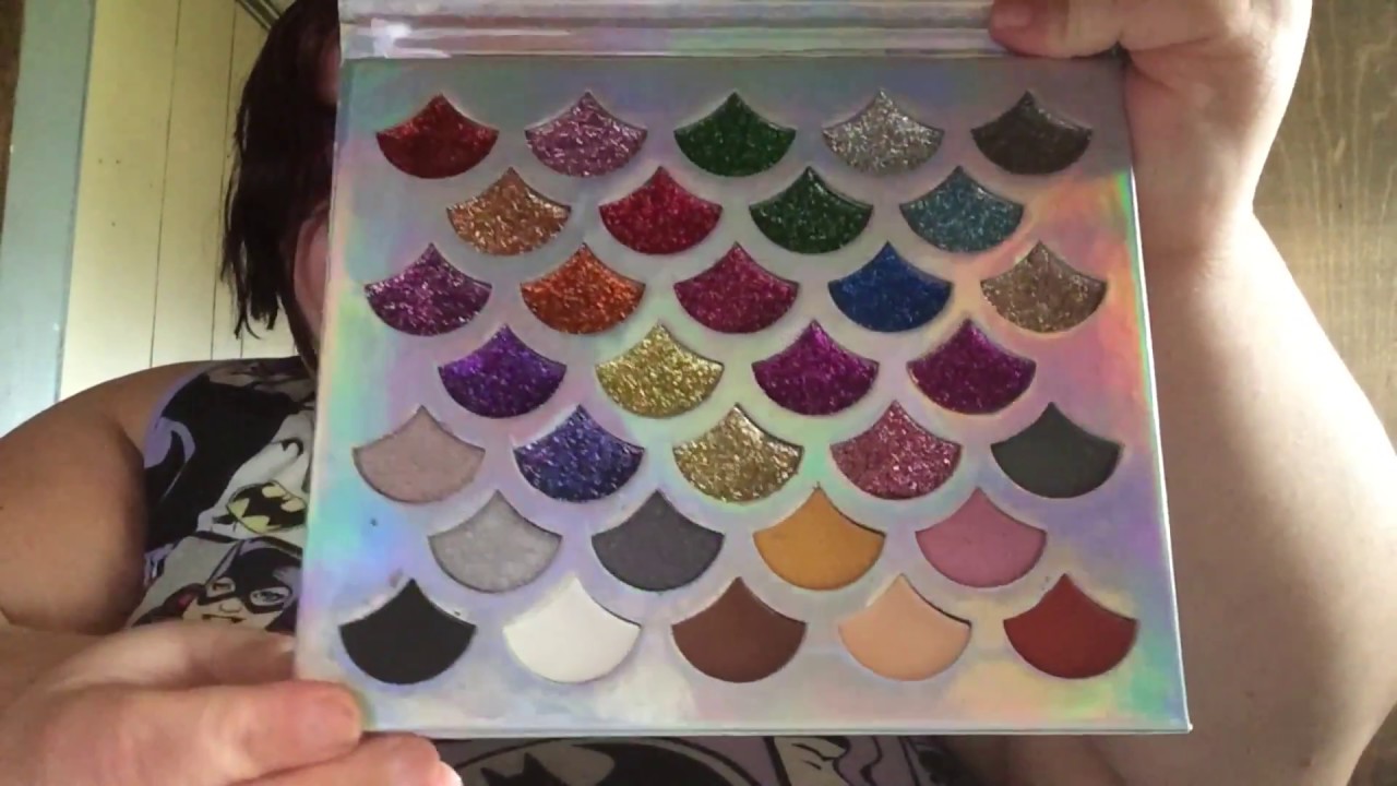 Swatching a mermaid glitter eyeshadow palette YouTube