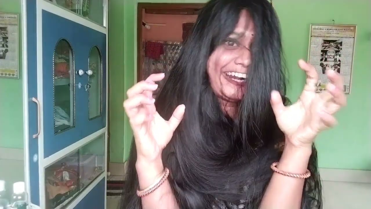 Ghost prank on long & black hair