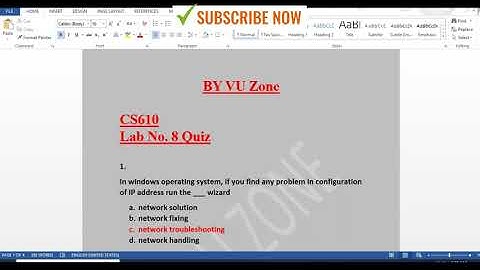 CS610 Lab No 8 Quiz Solution Spring 2023 | CS610 (Computer Networks) Lab Quiz No 8