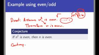 Proof by contraposition (Screencast 3.2.1)