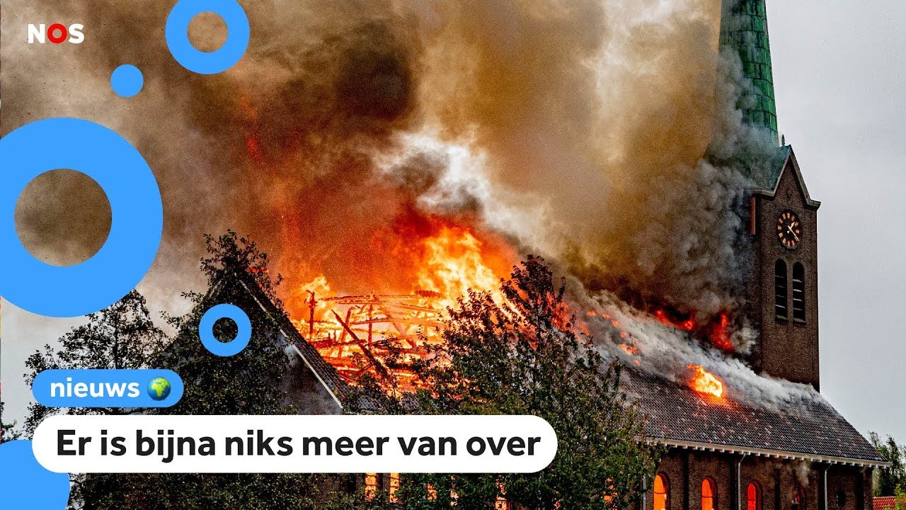 Grote brand in kerk, kerk gedeeltelijk ingestort