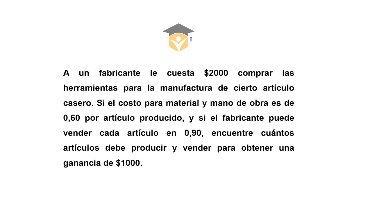A un fabricante le cuesta $2000 comprar las herramientas para la