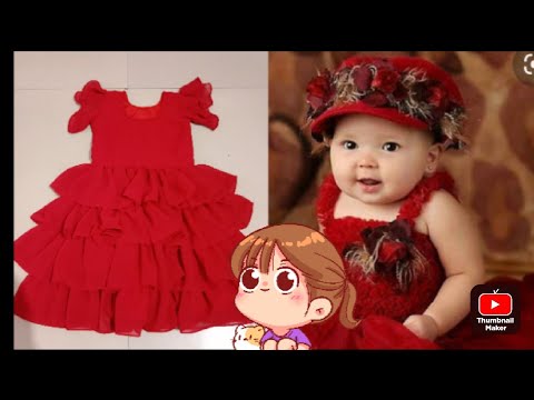 Video baby girl Red frock cutting ✂️ and stitching #mz... - youtube
