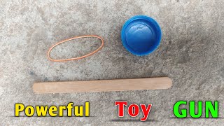 how to make simple powerful toy gun | powerful gun banaen bottle cap & icecream stick se .