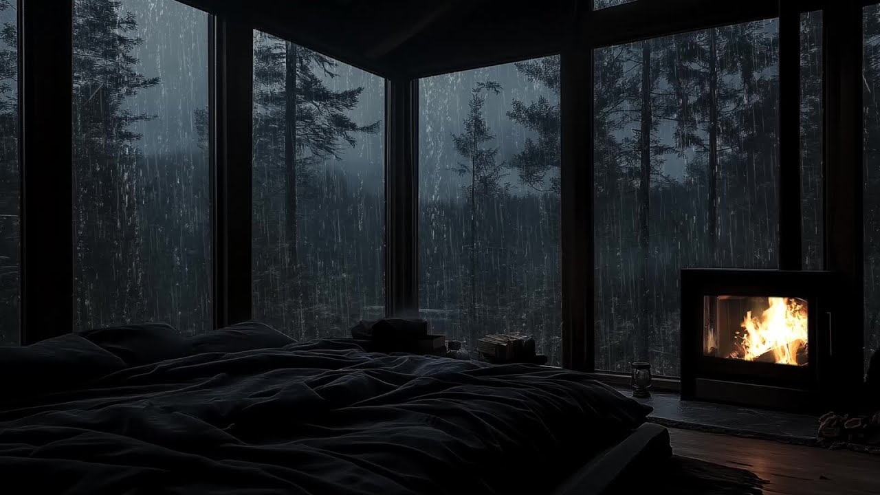 Calming Rain Sounds in a Dark Bedroom at Night 🌧️ (No Ads) | Deep Sleep & Total Relaxation