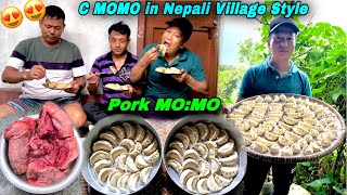 C MOMO RECIPE | HOW TO MAKE C MOMO NEPALI VILLAGE STYLE | PORK MOMO | MOMO RECIPE | BIG MOMO RECIPE