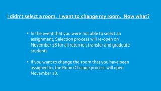 General Housing Assignment Selection Process