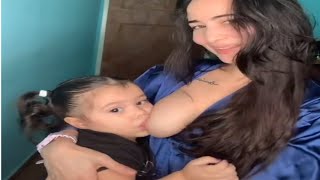 Breastfeeding Vlog Beautiful Mom Baby Girl Milk Mommy