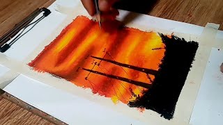 EASY OIL PASTEL DRAWING FOR BEGINNERS - Beautiful Sunset Scenery - Step by step Tutorial
