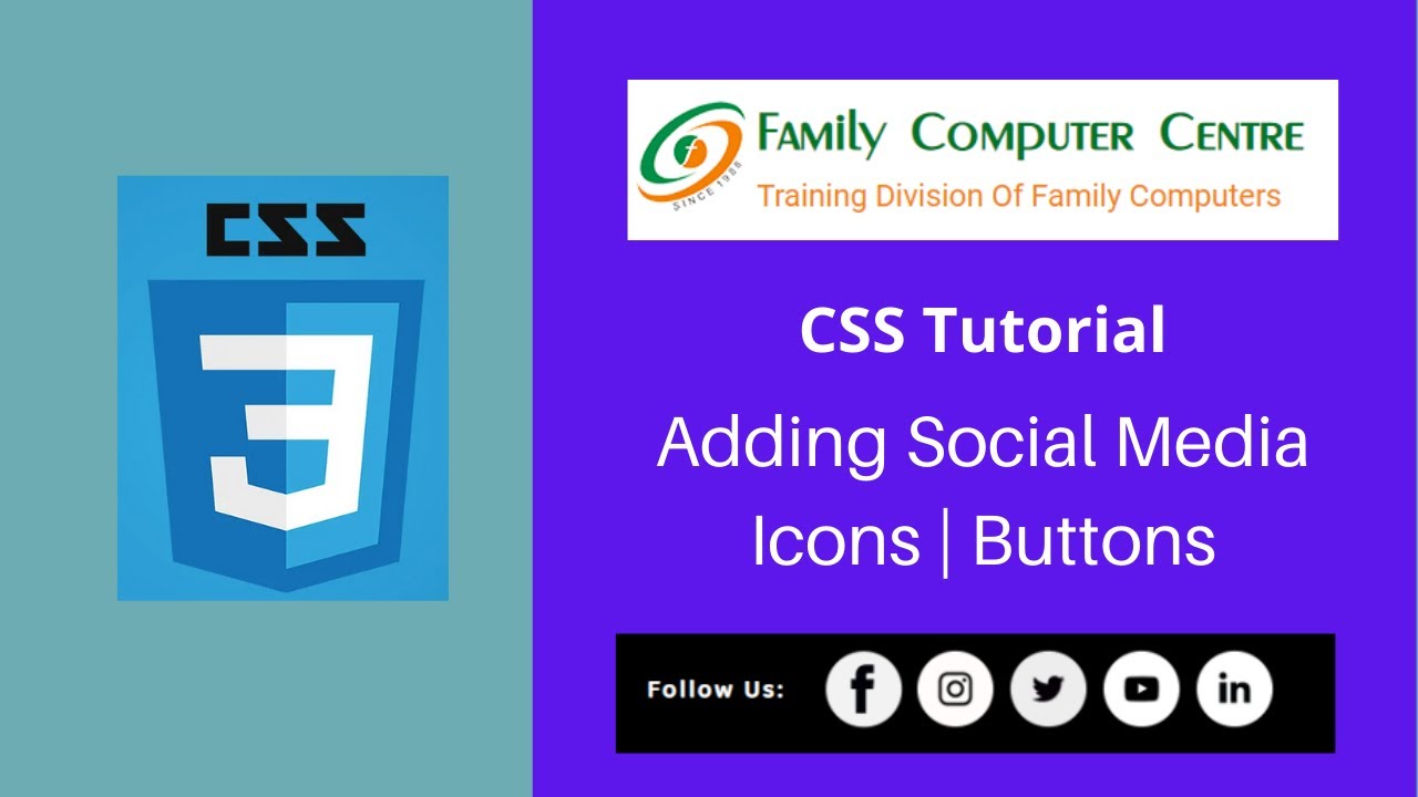CSS Tutorial | Add Social Media Buttons / Icons in the Website - YouTube