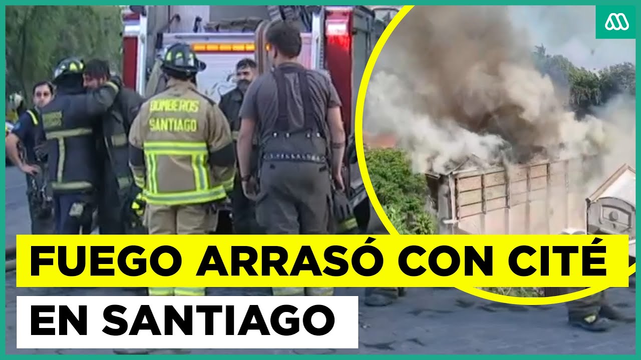Gran incendio afectó a cité en Santiago: hay dos bomberos heridos, uno de ellos en extrema gravedad