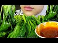 Asmr sayur rebus sawi ijo saus pedas  eyek asmr