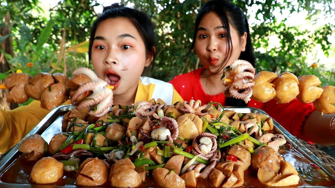 Stir Fry Octopus With Meatballs Recipe - Cooking Octopus - My Food My ...