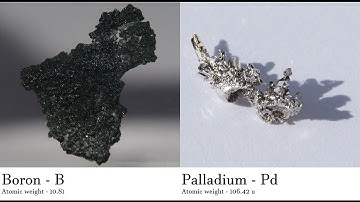 Boron - B vs Palladium - Pd Comparing Element attributes Atoms