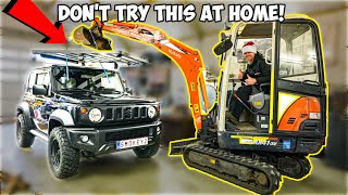 ROOF RACK Install on My 4x4 OFFROAD Suzuki Jimny with an EXCAVATOR!