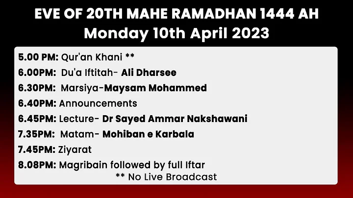 Eve 20th Ramadhan 1444 -  Imam Ali’s (as) Brethren of Purity- Sayed Ammar Nakshawani