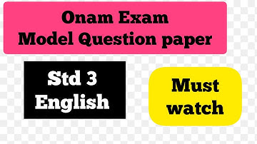 Onam Exam Model Question paper/ Class 3 English/ ENGLISH MASTER