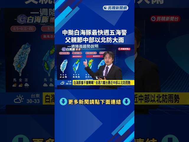 中颱白海豚最快週五海警 父親節中部以北防大雨－民視新聞