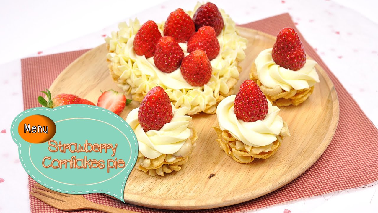 พายสตรอเบอร์รี่คอร์นเฟลกส์ Strawberry Cornflakes Pie (เมนูวาเลนไทน์) - 1 Minute Cooking