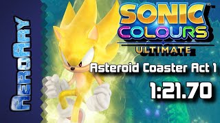 Sonic Colors Ultimate - Asteroid Coaster Act 1 Super Sonic Speedrun (01:21.70)
