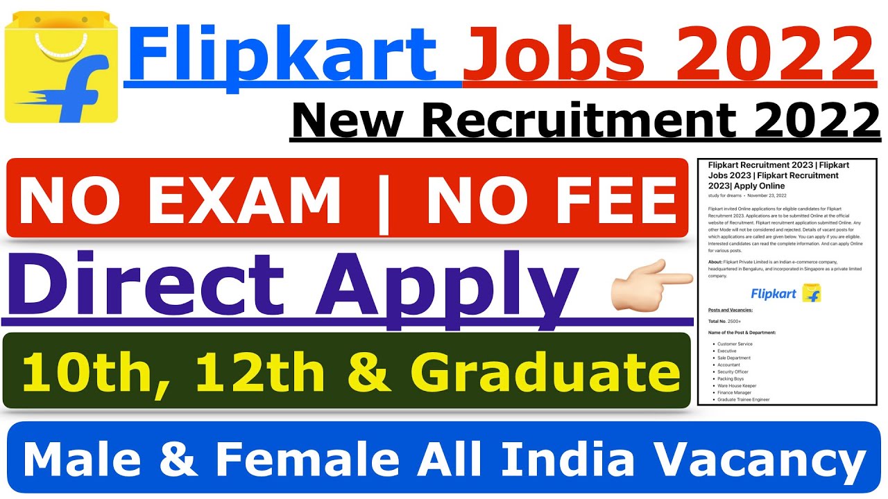 Flipkart Recruitment 2022 Flipkart 12th Pass Job Job For Freshers