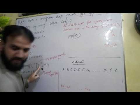 To print all upper-case letters by using While loop in Dev C ++
