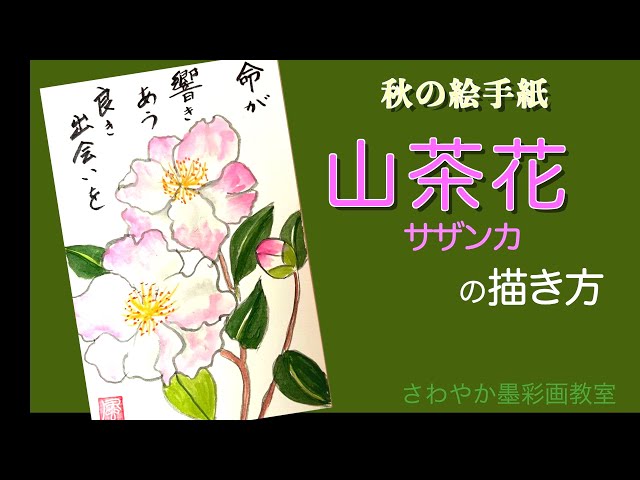 秋の絵手紙「サザンカの描き方」 - YouTube