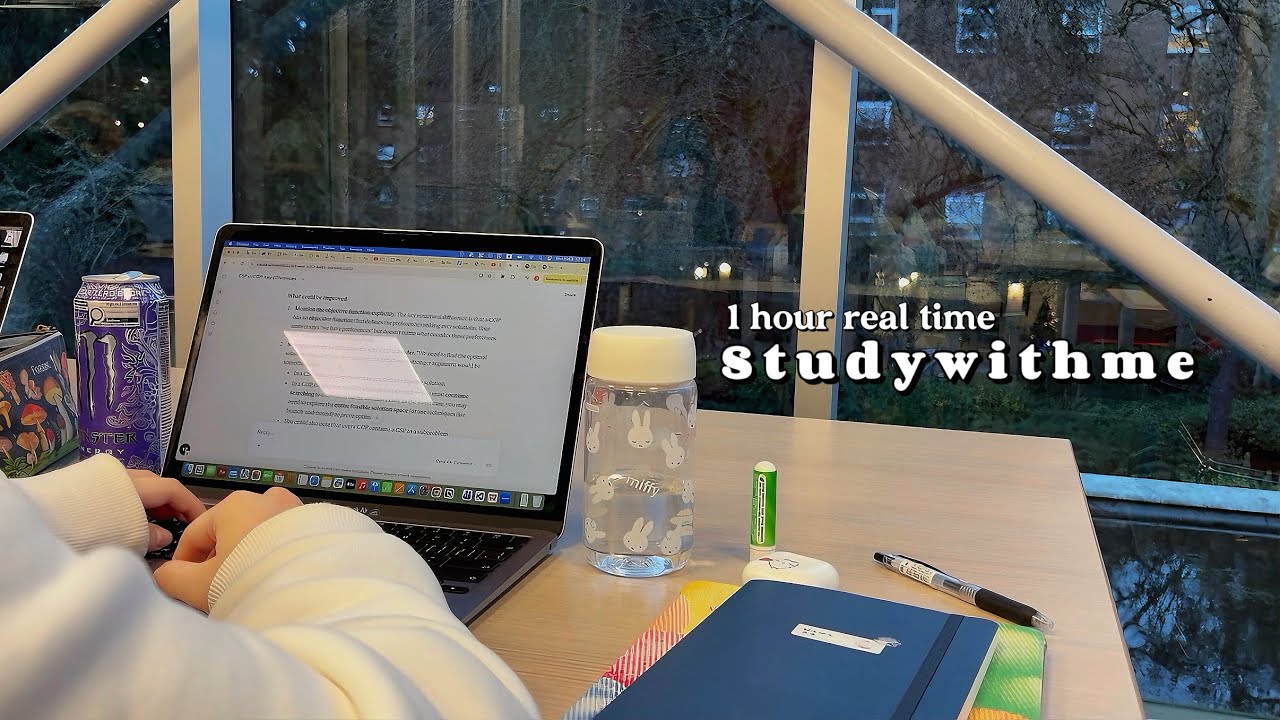 1 HOUR STUDY WITH ME ☔️| calm piano | A rainy day in Vancouver 