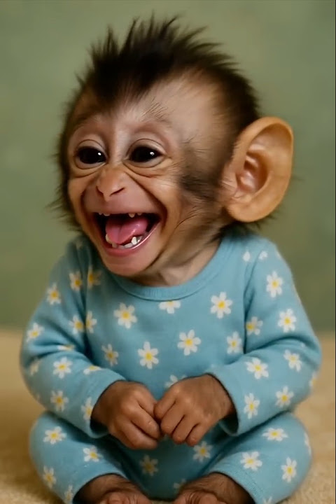 Cutest laugh ever from baby monkey 🙈♥️❤️😘