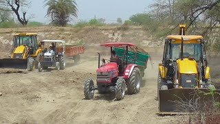 JCB 3dx Xpert 4wd JCB 3dx Eco working together with Mahindra Arjun Novo 4wd Eicher 485 Mahindra 275