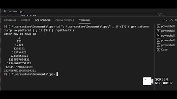 cpp program to print pattern like 1 121 12321 1234321 using loops // practice of program //