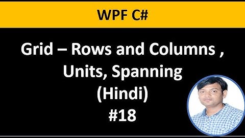 WPF C# Tutorial For Beginners 18:Grid  -  Rows and Columns, Grid Units, Grid Spanning in Hindi