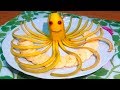 HOW TO MAKE OCTOPUS DECORATION FROM BANANA | Fruit Carving | Banana Garnish