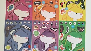 Decorate with StickerBook MakeFace Baby Shark 🦈❤️ #asmr #paperdiy #sticker #foryou #babyshark #craft