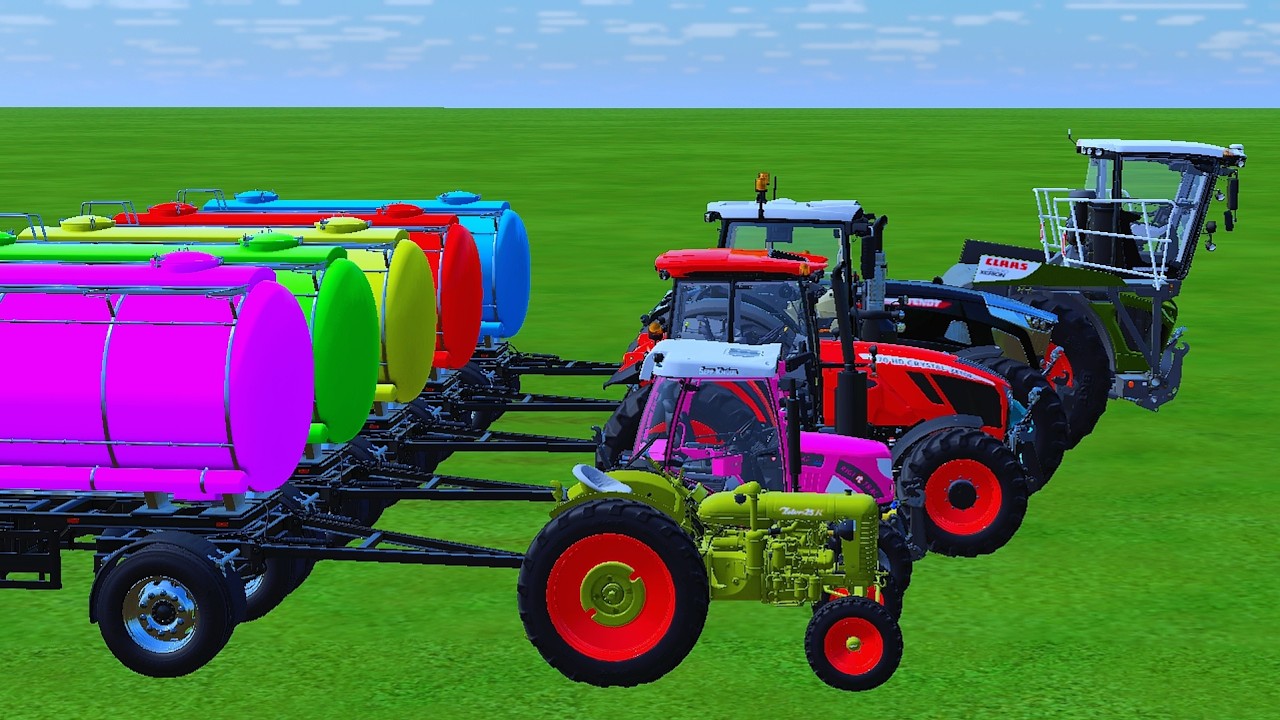 Small to GIANT POWER Tractors and OVERLOAD TRAILER VS HARDERS MUDDY PARKOUR with PORTAL TRAP | FS25