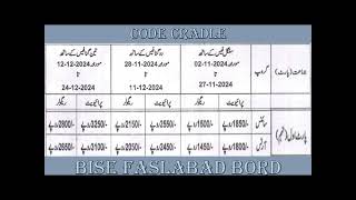 BISE FSD admission form for Private Candidate