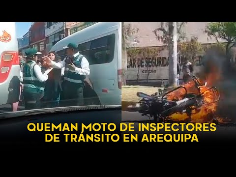 Arequipa: queman moto de inspectores de tránsito durante operativo de transporte informal