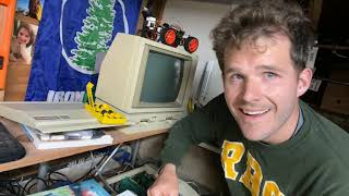 Apple IIe computer floppy drive setup