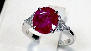 Famous 3.38 ct Burmese Ruby and 1.33 ct Diamond, Platinum Dress Ring - Vintage Circa 1990 - A7567 Wealth