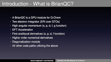 Webinar 34:  BrianQC 0.8 GPU Module for Q-Chem 5