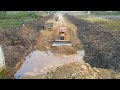 Ultimate episode finals of construction new road foundation processing by komatsu dozer dump trucks