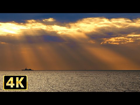 海の夕景と波の音でリラックスする1時間55分