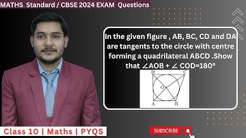 In the given figure , AB, BC, CD and DA are tangents to the circle with centre forming a quadrilater