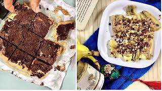 2 minute Recipes|Healthy Snack Idea under 3 ingredients-Peanut Butter Blondies & Caramelised Bananas